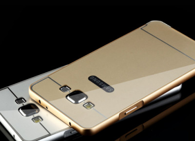 Други Бъмпъри за телефони Луксозен алуминиев бъмпър с огледален гръб за Samsung Galaxy A3 A300F златист